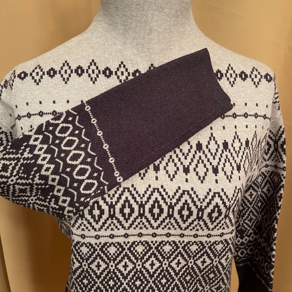 NEW! Joie Fair Isle Grey/Black Funnel, Mock Neck Pull Sweater Size XS - Picture 9 of 11